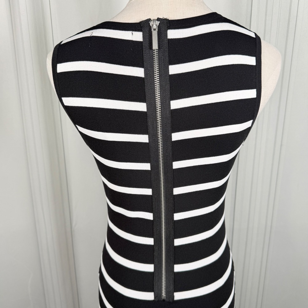 John + Jenn Striped Knit Bodycon Midi Dress Black White Size Small - Picture 7 of 13